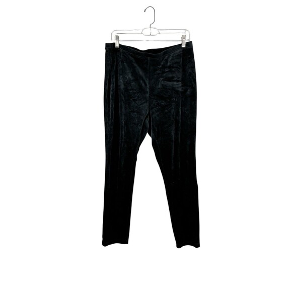 Chicos Zenergy Velvet Pull On Straight Leg Pants Womens 2/ Large Black Velour - Picture 1 of 6